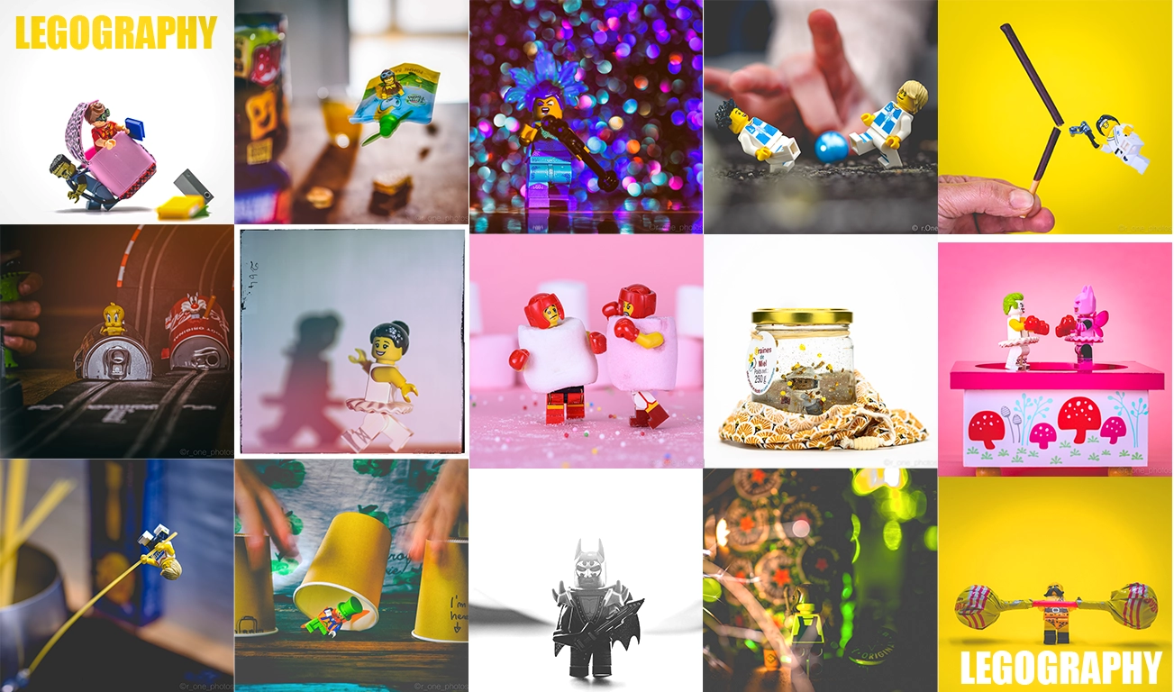 image representant plusieurs Legography. Chaque Legographie a été réalisée en studio photo professionnel.